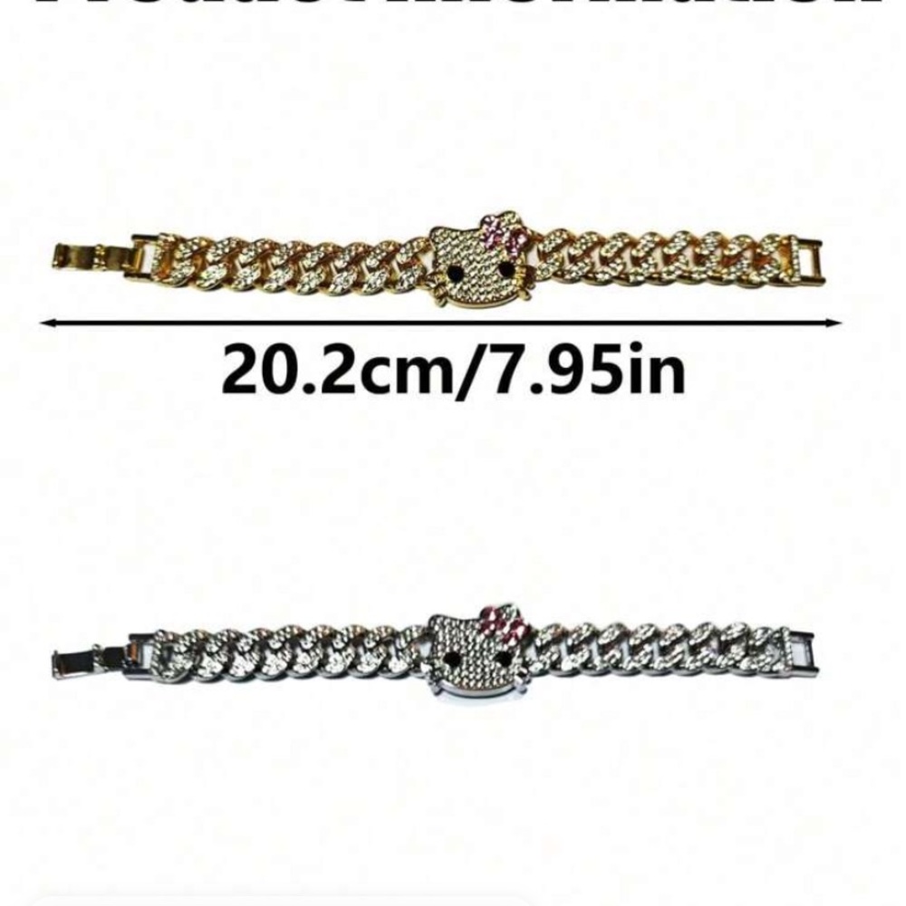 Gold Hello Kitty Rhinestones Chain Link Bracelet - Picture 4 of 4